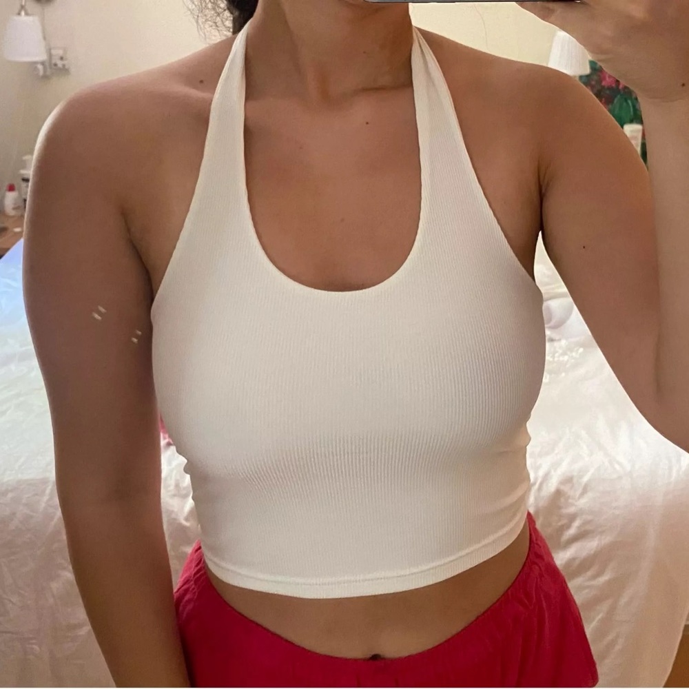 Backless halter top. Ribbed. Size S/M
